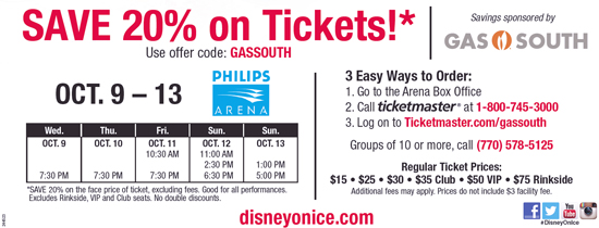 gas south disney on ice discount