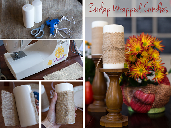 Burlap Wrapped Candles