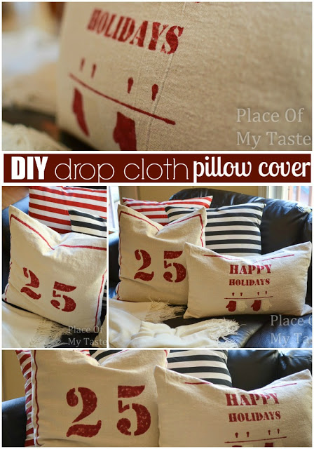 DIY drop cloth pillow case