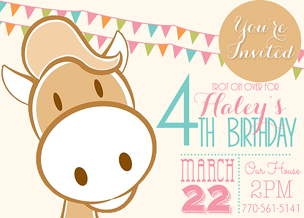 Birthday Pony Horse Invite