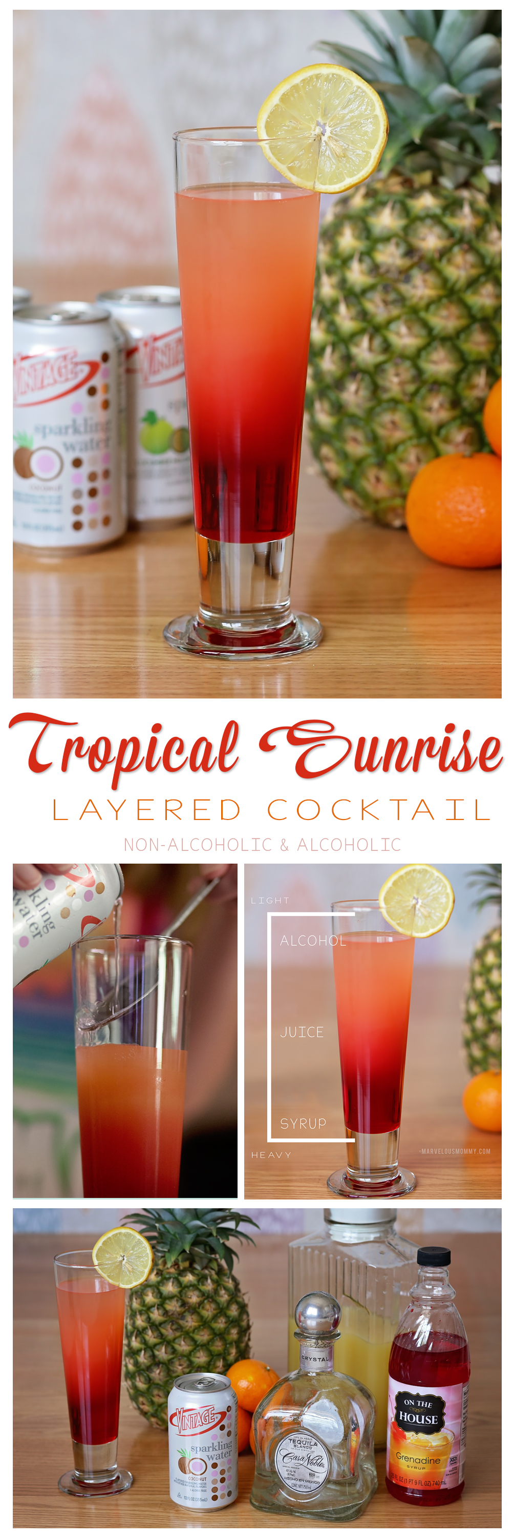 Tropical Sunrise Layered Cocktails Recipe