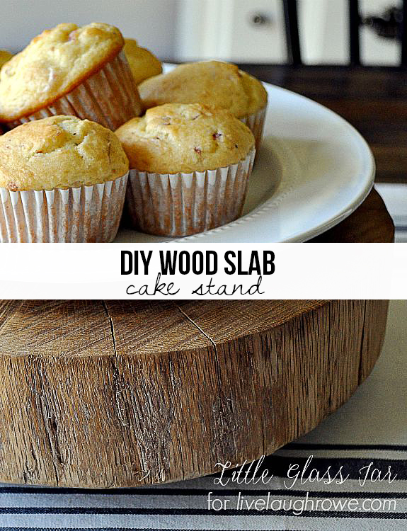 DIY-Wood-Slab-Cake-Stand.-Cake-Stand-with-muffins