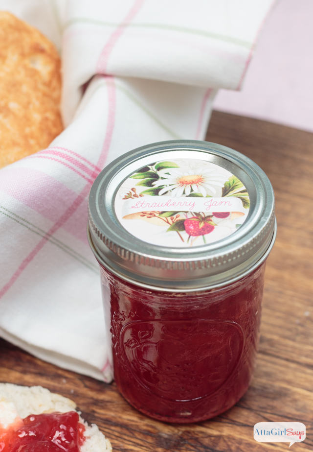 Easy Strawberry Jam Recipe & Canning Jar Labels