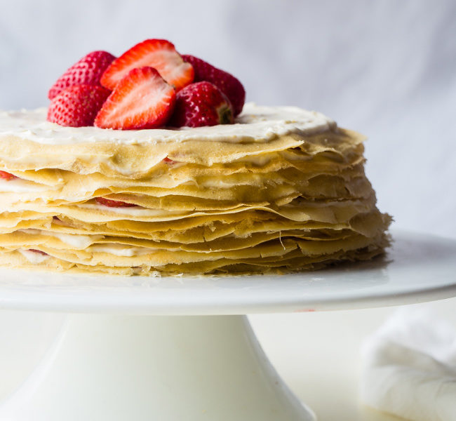 Paleo Crepes Cake with Strawberries